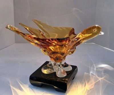 Vintage Glass Art Swan/PHOENIX; Amber/Honey; Possible 