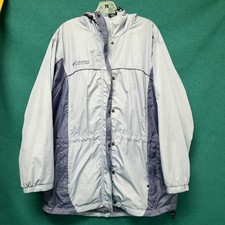 Columbia Hooded Full Zip 2 Tone Blue Women's Sz L Windbreaker Jacket
