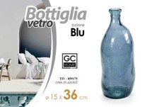 VASO ARREDO BOTTIGLIA VETRO FIORI CENTROTAVOLA LIVING CLASSICO MODERNO 36*15 cm