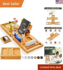 Luxury Bamboo Bathtub Tray Caddy with Soap Holder - Perfect Housewarming Gift