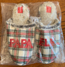 WONDERSHOP Mens Large 11/12 Slippers PAPA ELF Plaid Slide  NEW