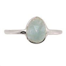Natural Faceted Aquamarine - Brazil 925 Sterling Silver Ring Jewelry s.8 CR69954