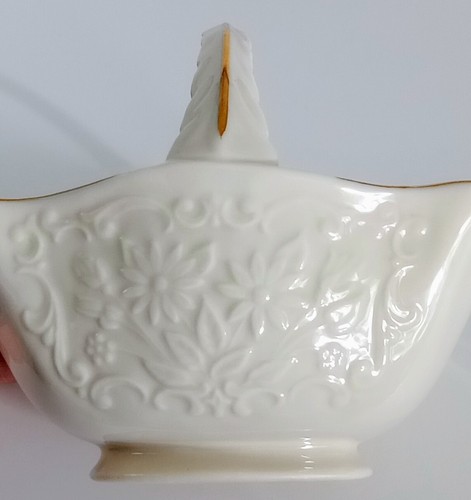 Lenox USA Flowers Basket W/ Handle Small San Souci Easter Basket Candy Dish 24kt - Picture 4 of 11
