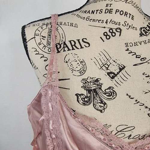 BEBE Babydoll Corsé Top Talla M Seda Malva Rosa Encaje Ribete Hada Lechera Y2K Años 90 - Imagen 4 de 10