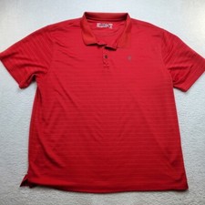 Ariat Tek Shirt Mens XXL Red Striped Performance Stretch Golf Heat Series Polo