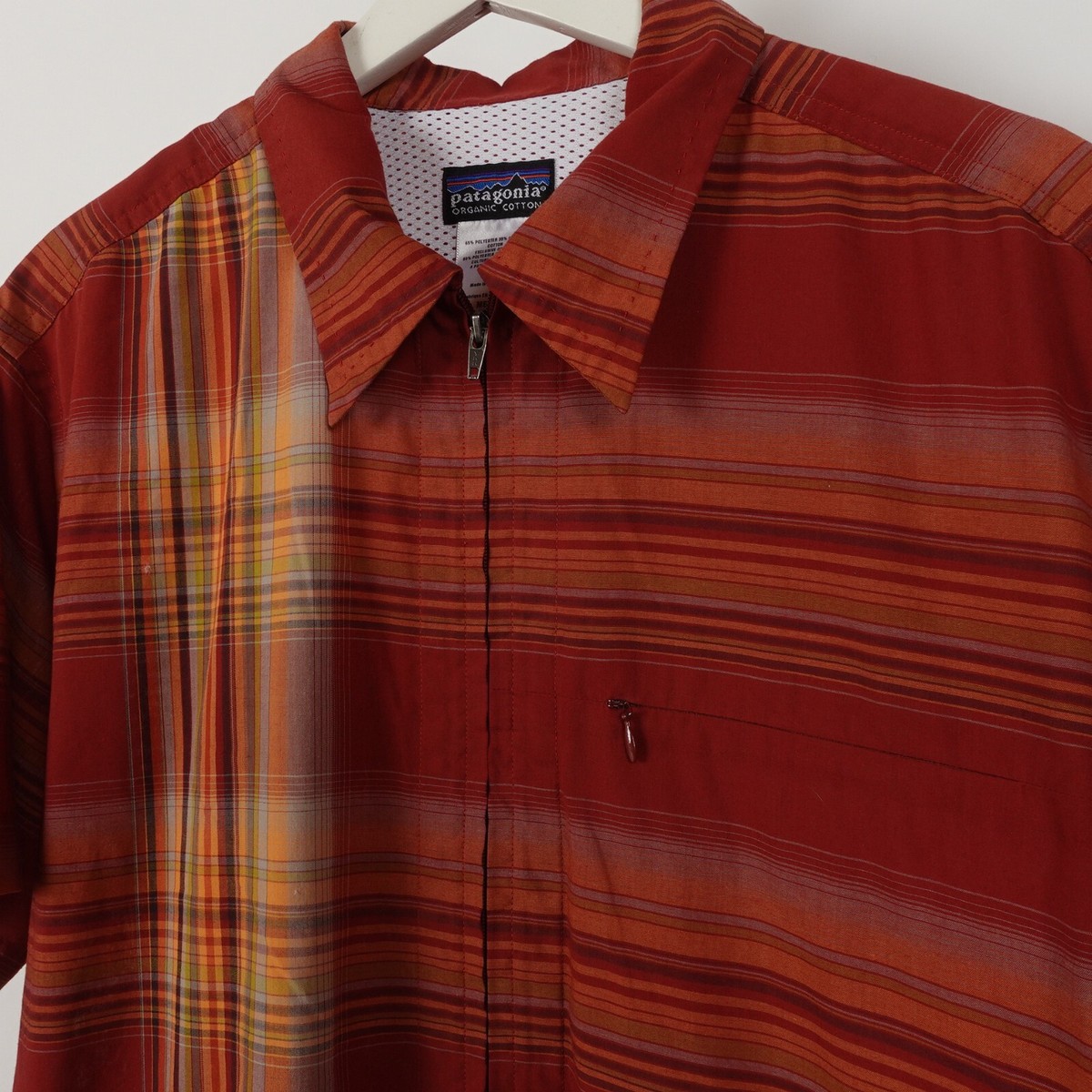 Vintage Patagonia Men's Rhythm plaid Short Sleeve Full Zip Shirt