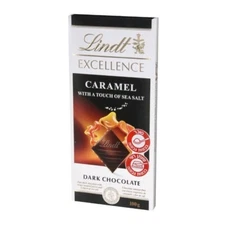 6x Lindt Excellence Caramel With Touch Of Sea Salt Dark Chocolate Bar, Kosher