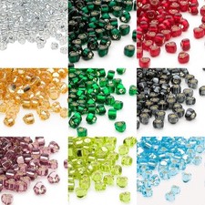 100 Glass Miyuki 4mm x 3mm Metallic Silver Lined 5/0 Triangle Shaped Seed Beads