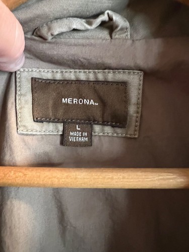 Canvas Merona Men's Jacket Khaki Utility Cargo Zip Up Y2K Coat Size Large - Picture 7 of 8