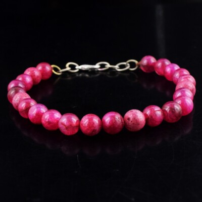 Runde Form 87,00 kt rosa Rubin 07 Zoll Perlen funkelndes Armband VK 11 E569