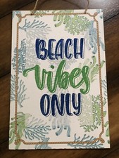 Beach Vibes Only Ocean Beach Summer Wall Plaque Decor Glitter Sign