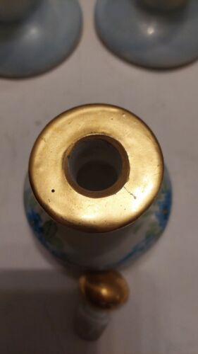 Antikes Limoges Handbemaltes Porzellan Waschtisch Set Blau Vergissmeinnicht Gold LESEN - Bild 11 von 23