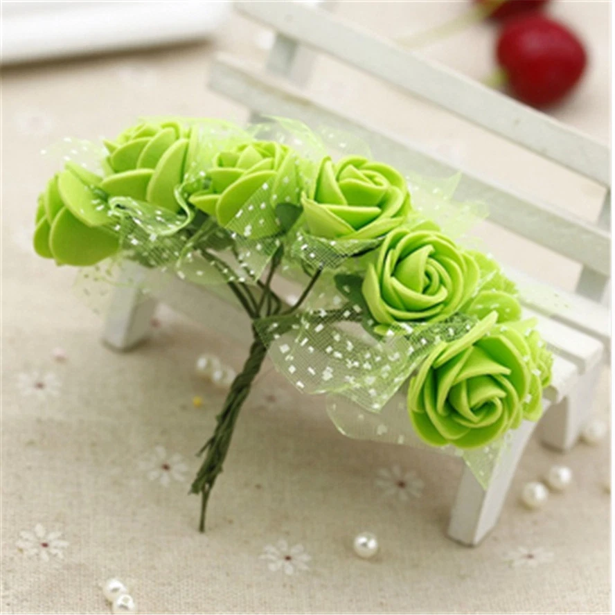 144pcs/Lot 2cm Mini PE Foam Gauze Rose Flower Head DIY Wedding Home Deco - Image 3 of 4