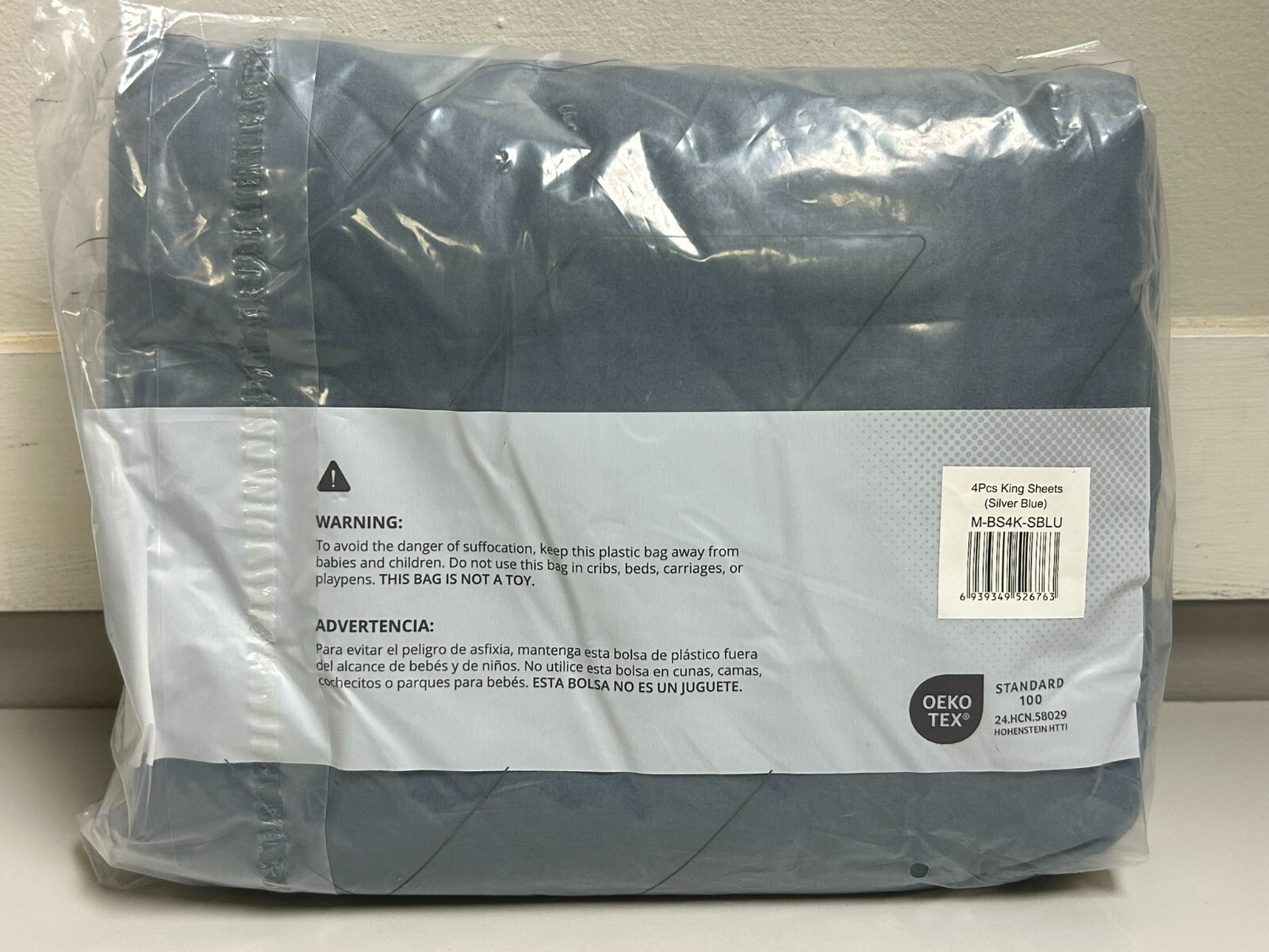 ClevaHome 4-Piece King Size Sheet Set-Silver Blue