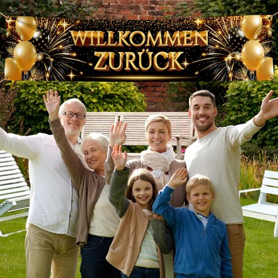 Willkommen Zurück Banner 150x90 Cm – Blaue Girlande Für Zuhause & Partys