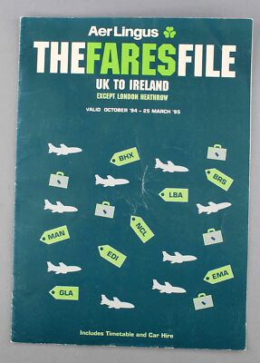 AER LINGUS THE FARES FILE INCL AIRLINE TIMETABLE 1994/95