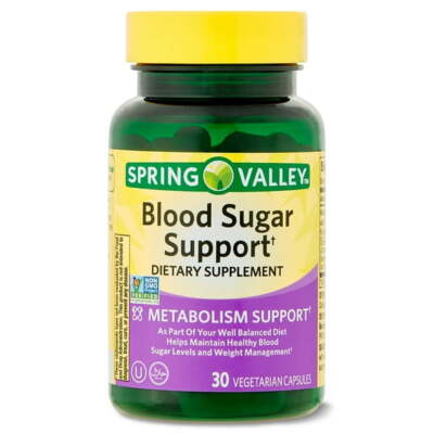 Spring Valley Blood Sugar Support Dietary Supplement Vegetarian Capsules, 30 CT