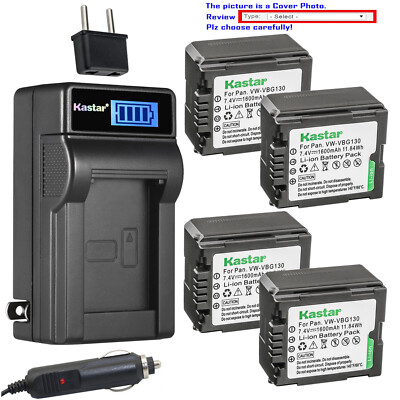 Kastar Battery LCD AC Charger for Panasonic VW-VBG130 HDC-DX3 HDC-HS100 Camera