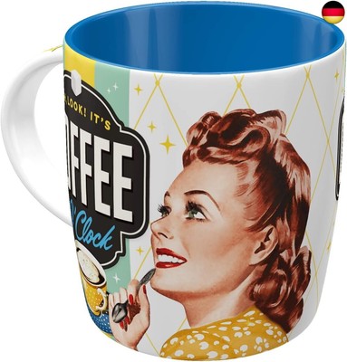Nostalgic-Art Retro Kaffee-Becher, 330 ml, Coffee O' Clock ? Geschenk-Idee für 