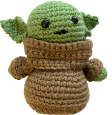 Hand Made BABY YODA Crocheted Doll 6 IN STAR WARS GROGU THE CHILD Stuffed Doll