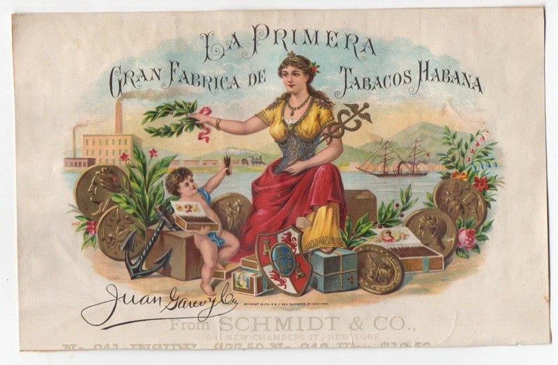  Beautiful 1890s Schmidt NY Sample Inner Cigar Label " La Primera "