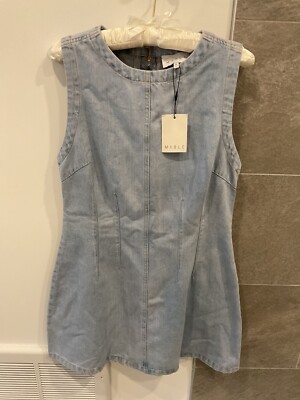 MABLE Denim NWT Mini Dress Sleeveless Round Neck Size Medium Summer 
