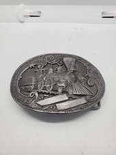 Steam Train Locomotive Railroad Oval Belt Buckle