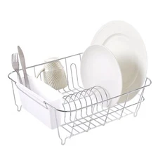 Sweet Home Collection 2 Piece Dish Drying Rack Set Drainer with Utensil Holder S
