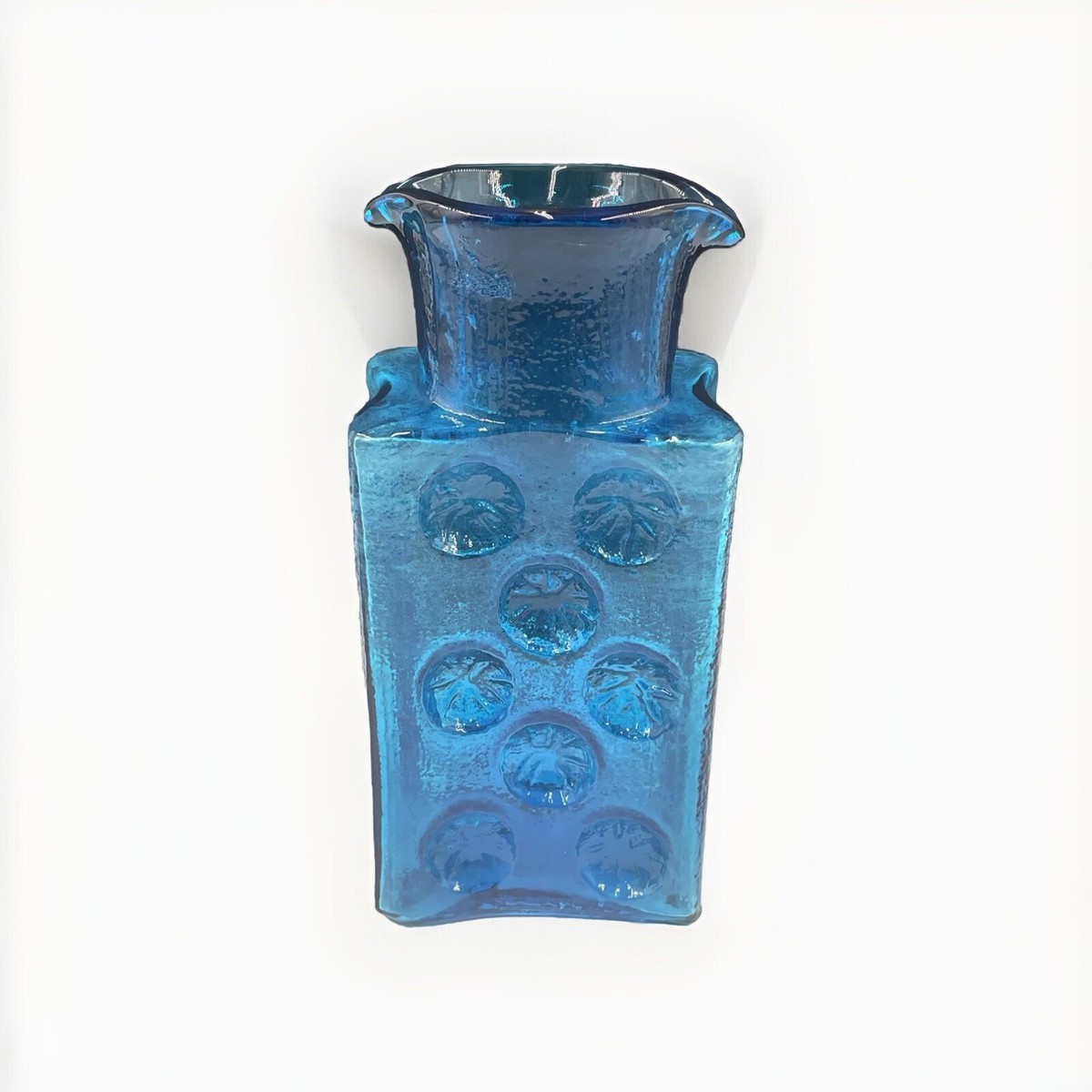 Vtg MCM Blenko 6812 Turquoise Glass Joel Myer Pinwheel Double