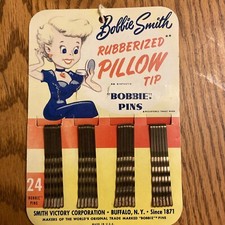 Vintage 1950s Full Card of 24 Bobbie Smith Rubberized Pillow Tip Bobby Hair Pins