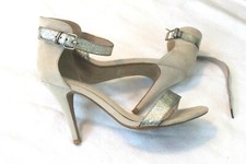 ALDO IVORY SHIMMER Suede Open Toe Ankle Strap Sandal Heels Women  s Size 8