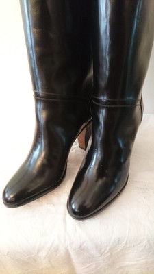Bottes Vintage I.BOSSI Italie - Taille 37 (US 5.5) - Noir Cuir - Talon Haut Plus De 7 Cm - Neuf Sans Emballage