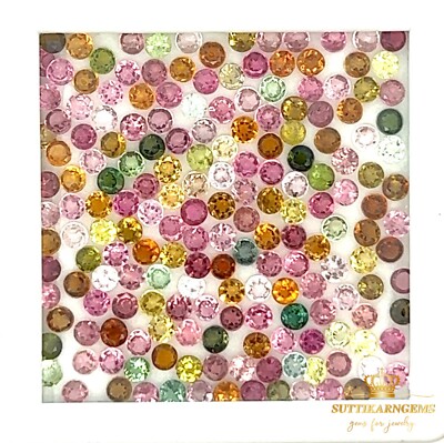 2.5 MM Natural Multi Color Tourmaline Round Cut Loose Gemstones Lot