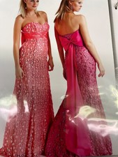 Jovani Fuchsia Prom Evening Gown Dress Mermaid Sweetheart Sequin Bow Size 10.
