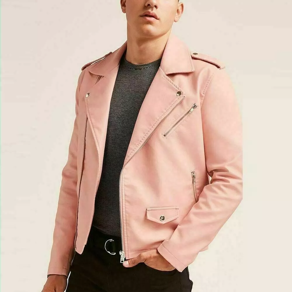 Pink leather top bomber jacket