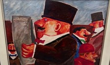 Dipinto olio su tela del pittore Franz Borghese - intitolato "Dall'Estero" 30X40