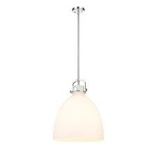 Innovations Newton Bell 1-Lt 16" Stem Pendant, PN/MWG - 410-1SL-PN-G412-16WH