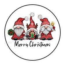 30 MERRY CHRISTMAS GNOMES ENVELOPE SEALS LABELS STICKERS PARTY FAVORS 1.5"