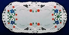 NEW!! TABLE Top RUNNER,45x17".Edelweiss, Enzian.Polyester Linen (Applique).