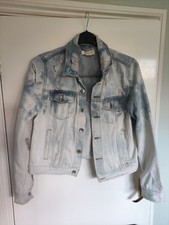 Ci Sono Light Wash Distressed Jean Jacket Patches Holes Womens L