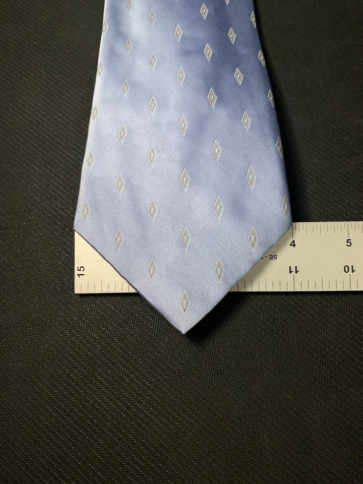 CORBATA CALVIN KLEIN VINTAGE PARA HOMBRE TODA SEDA AZUL CLARO GEOMÉTRICA Foto 4 de 4
