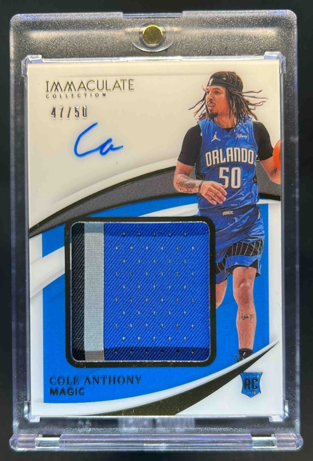 2020-21 Immaculate Cole Anthony Premium Patch Auto RC #/50 Magic