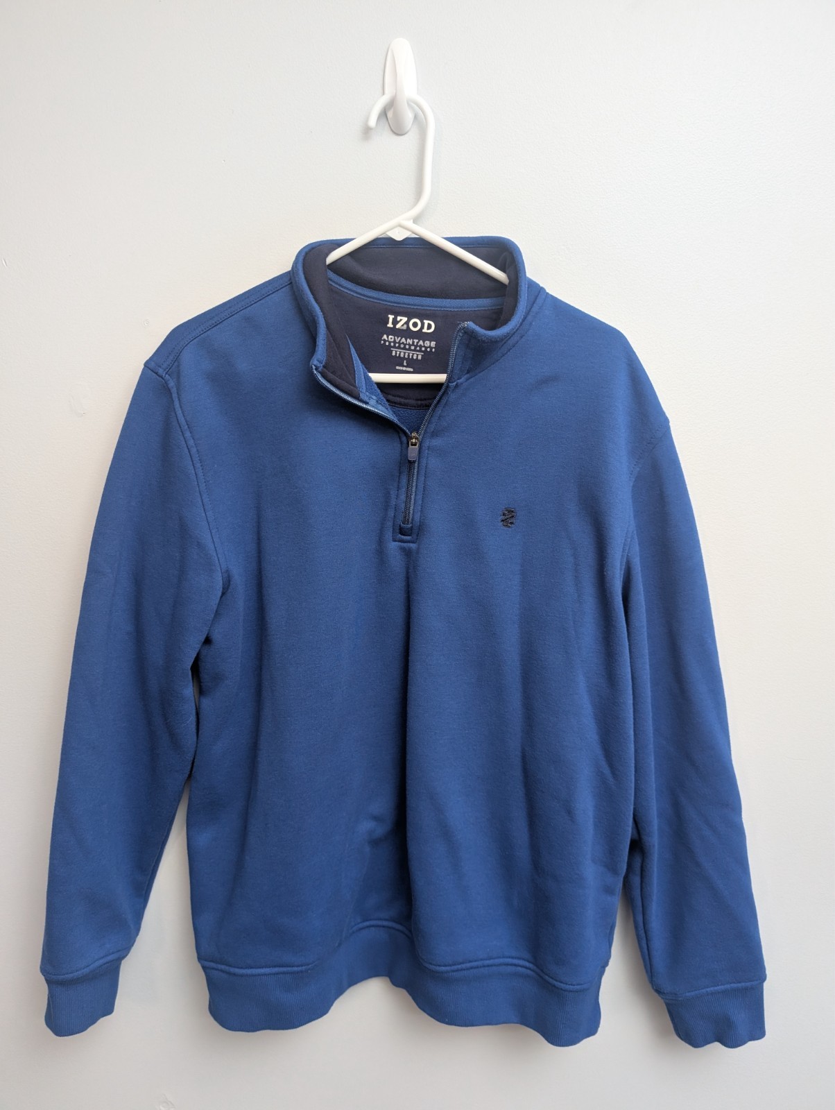 C2 IZOD Mens Blue Long Sleeve 1/4 Zip Fleece Casual Pullover Sweatshirts L