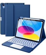 Harvopu Keyboard Case for iPad 10th 11th Gen 10.9" 11" Trackpad Folio Navy Blue