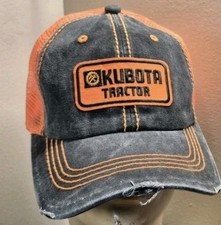 Kubota Tractor Trucker Hat Distressed Ball Cap Neon Orange Kubota Tractor Hat