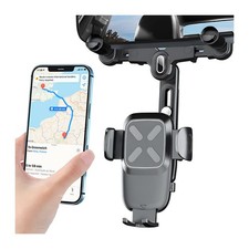 Car Rear View Mirror Phone Holder, 360 Rotatable Retractable Auto Rearview C...