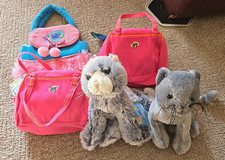 Ganz Webkinz Lot 2 Cats And 3 Carrier Purses/Bags - 3 Pieces with Sealed Code
