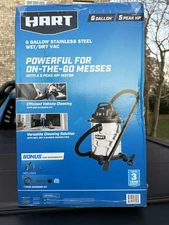 Hart 6 Gallon Stainless Steel Wet/Dry Vacuum - 5 Peak HP - NEW SEALED