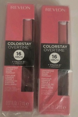 2PC Revlon Colorstay Overtime 16hrs + Vitamin E ~ 0.07 FL OZ EA  ~ SEALED