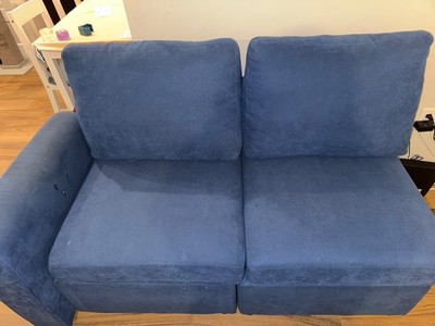 2-Piece Blue Modular Couch Set with Built-In Storage